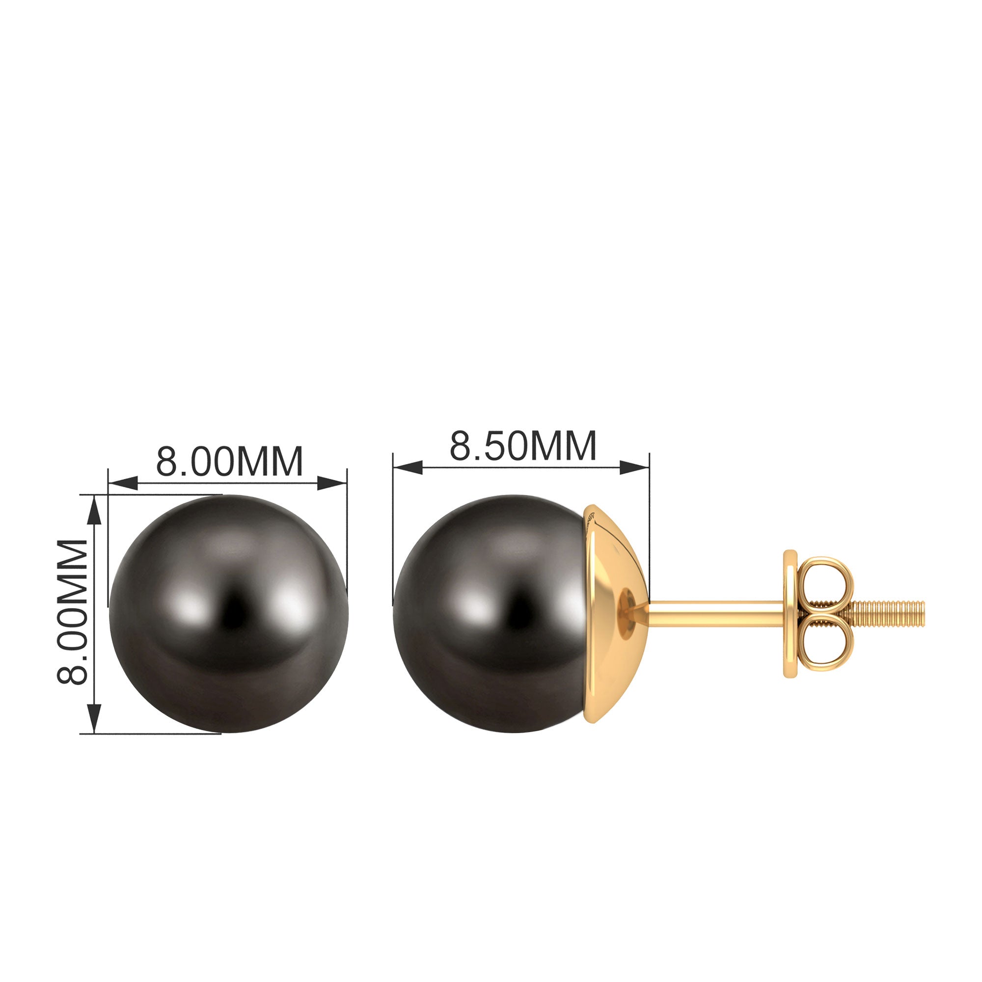 16.25 CT Elegant Tahitian Pearl Solitaire Stud Earrings in Bead Set Tahitian pearl - ( AAA ) - Quality - Rosec Jewels