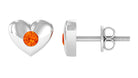 Gypsy Set Round Orange Sapphire Heart Stud Earrings Orange Sapphire - ( AAA ) - Quality - Rosec Jewels