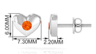 Gypsy Set Round Orange Sapphire Heart Stud Earrings Orange Sapphire - ( AAA ) - Quality - Rosec Jewels