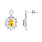 1.25 CT Citrine and Moissanite Bridal Drop Earrings in Gold Citrine - ( AAA ) - Quality - Rosec Jewels