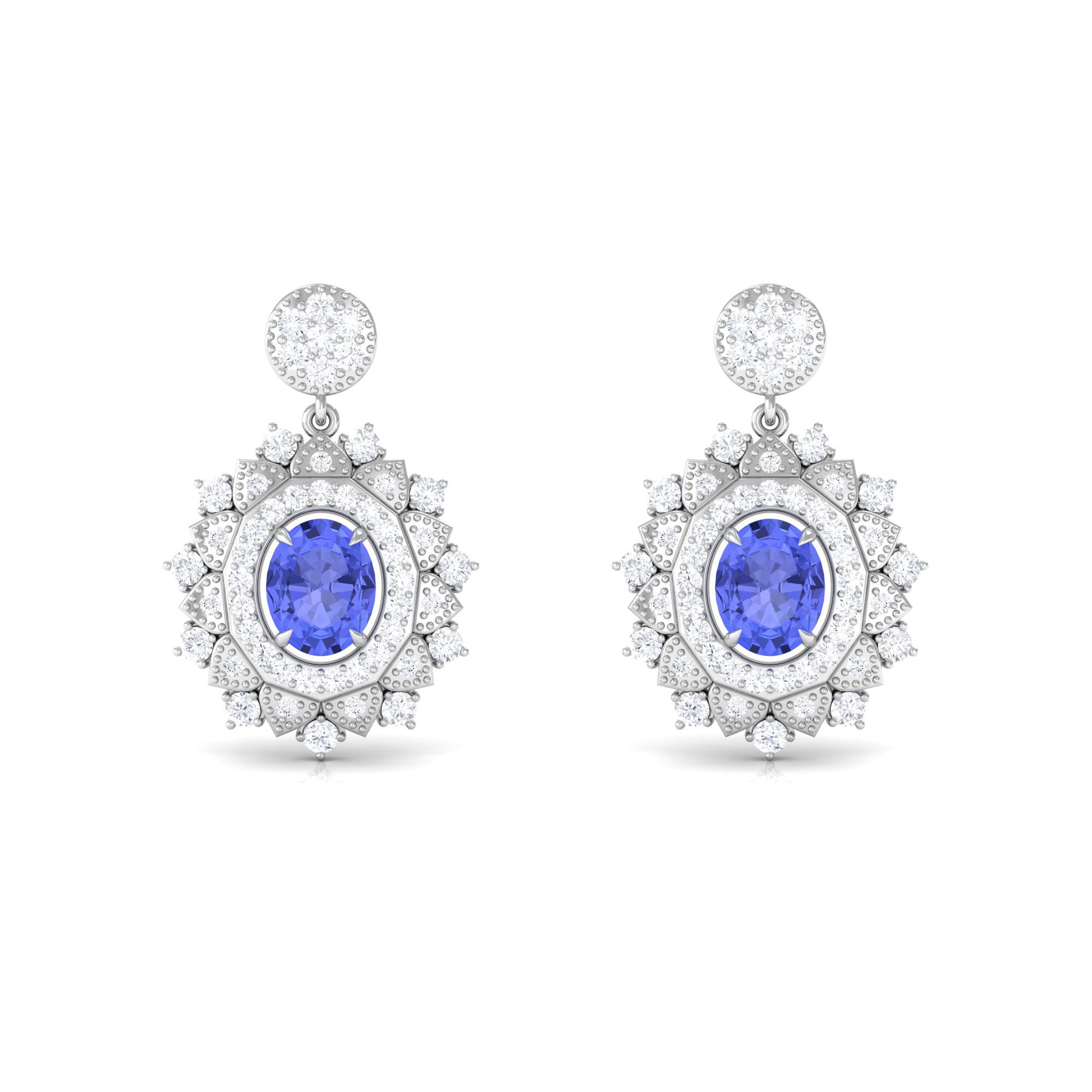 1.25 CT Natural Tanzanite and Diamond Bridal Drop Earrings Tanzanite - ( AAA ) - Quality - Rosec Jewels