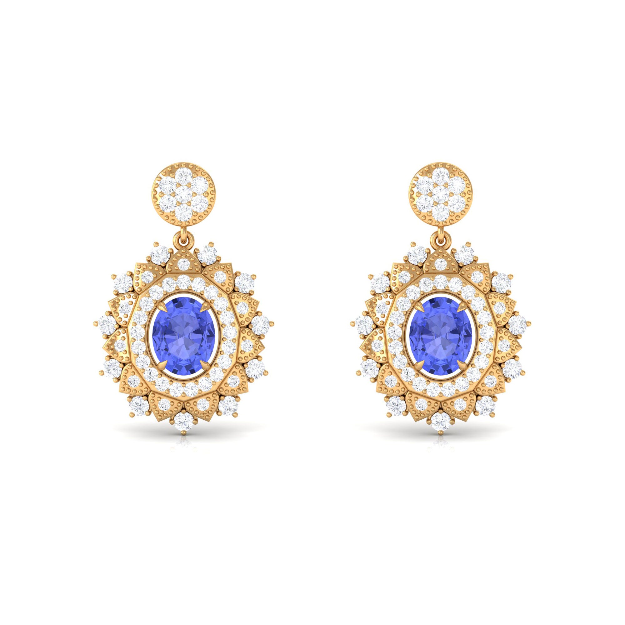 1.25 CT Natural Tanzanite and Diamond Bridal Drop Earrings Tanzanite - ( AAA ) - Quality - Rosec Jewels