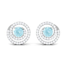 1 CT Sky Blue Topaz Swirl Stud Earrings with Diamond Sky Blue Topaz - ( AAA ) - Quality - Rosec Jewels