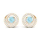 1 CT Sky Blue Topaz Swirl Stud Earrings with Diamond Sky Blue Topaz - ( AAA ) - Quality - Rosec Jewels