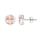 1.50 CT Oval Morganite Stud Earrings with Diamond Accent Morganite - ( AAA ) - Quality - Rosec Jewels