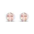 1.50 CT Oval Morganite Stud Earrings with Diamond Accent Morganite - ( AAA ) - Quality - Rosec Jewels