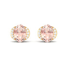 1.50 CT Oval Morganite Stud Earrings with Diamond Accent Morganite - ( AAA ) - Quality - Rosec Jewels