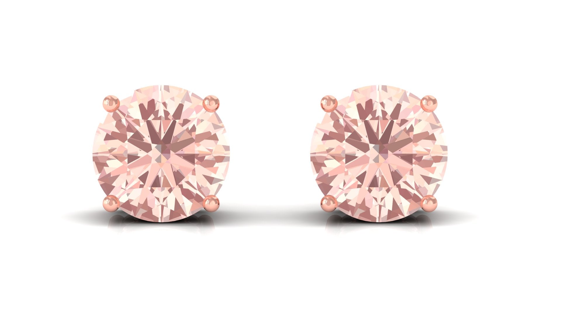 Prong Set Peach Morganite Solitaire Stud Earrings Morganite - ( AAA ) - Quality - Rosec Jewels