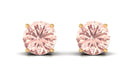 Prong Set Peach Morganite Solitaire Stud Earrings Morganite - ( AAA ) - Quality - Rosec Jewels