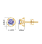 Round Tanzanite Solitaire Flower Stud Earrings Tanzanite - ( AAA ) - Quality - Rosec Jewels