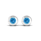 0.5 CT Bezel Set Swiss Blue Topaz Solitaire Stud Earrings Swiss Blue Topaz - ( AAA ) - Quality - Rosec Jewels