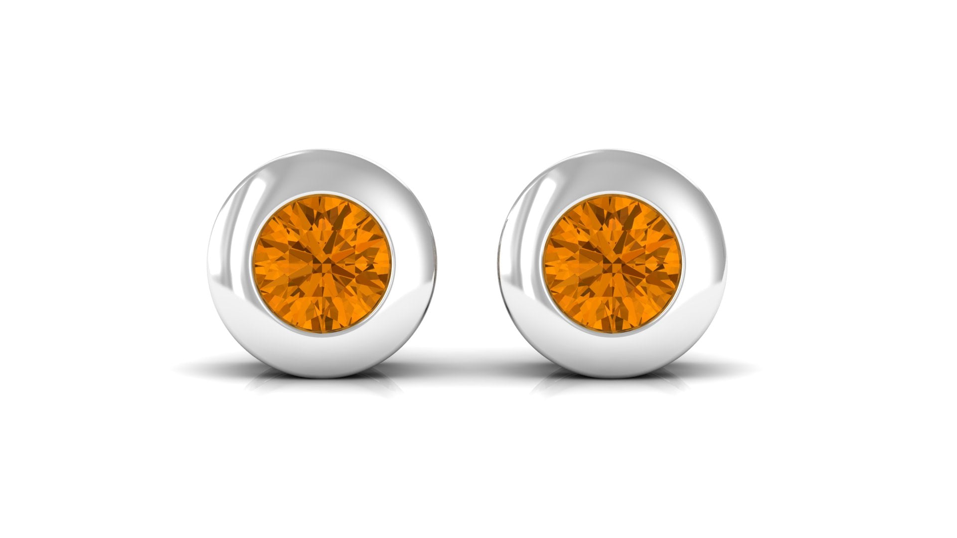 1/2 CT Natural Citrine Solitaire Stud Earrings in Bezel Setting Citrine - ( AAA ) - Quality - Rosec Jewels