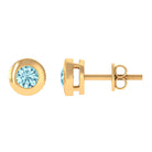 1/4 CT Round Aquamarine Solitaire Stud Earrings in Bezel Setting Aquamarine - ( AAA ) - Quality - Rosec Jewels