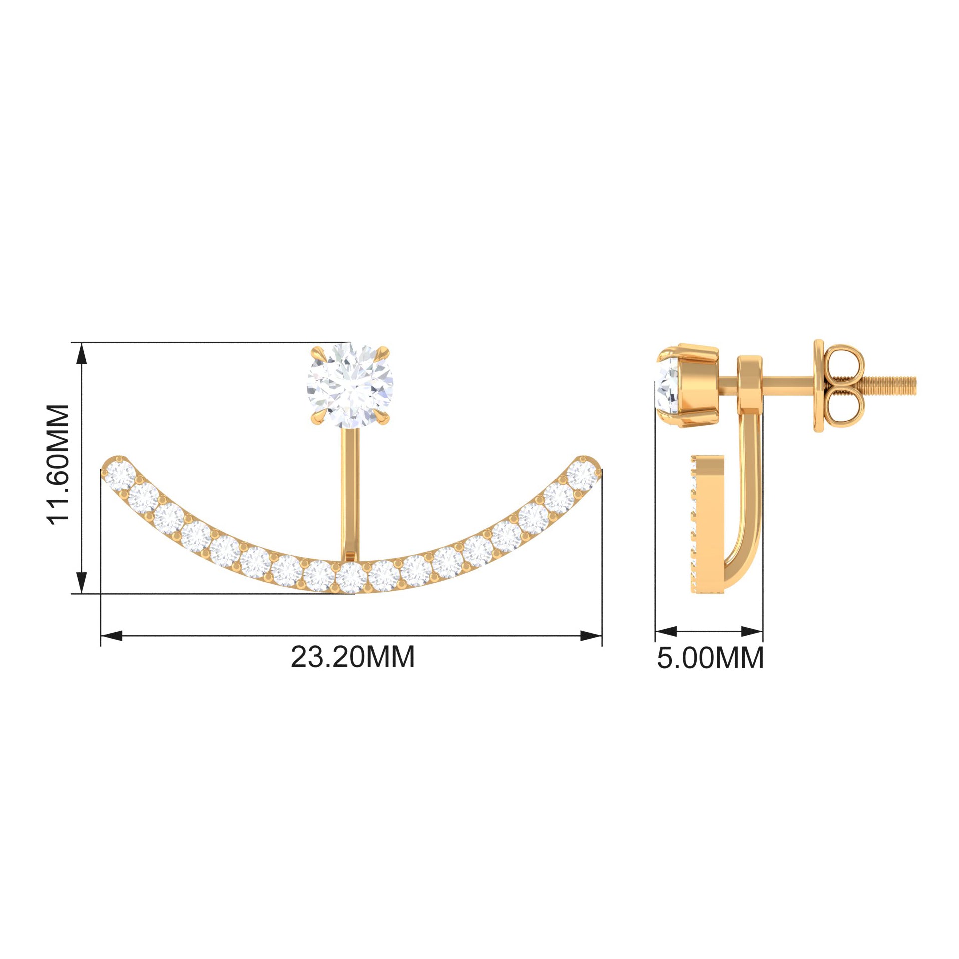 1 CT Natural Diamond Classic Gold Jacket Earrings in Prong Setting Diamond - ( HI-SI ) - Color and Clarity - Rosec Jewels