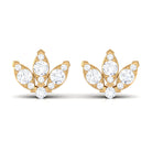 1/2 CT Diamond Floral Petal Stud Earrings Diamond - ( HI-SI ) - Color and Clarity - Rosec Jewels