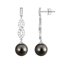 16.50 CT Tahitian Pearl Infinity Dangle Earrings with Diamond Tahitian pearl - ( AAA ) - Quality - Rosec Jewels