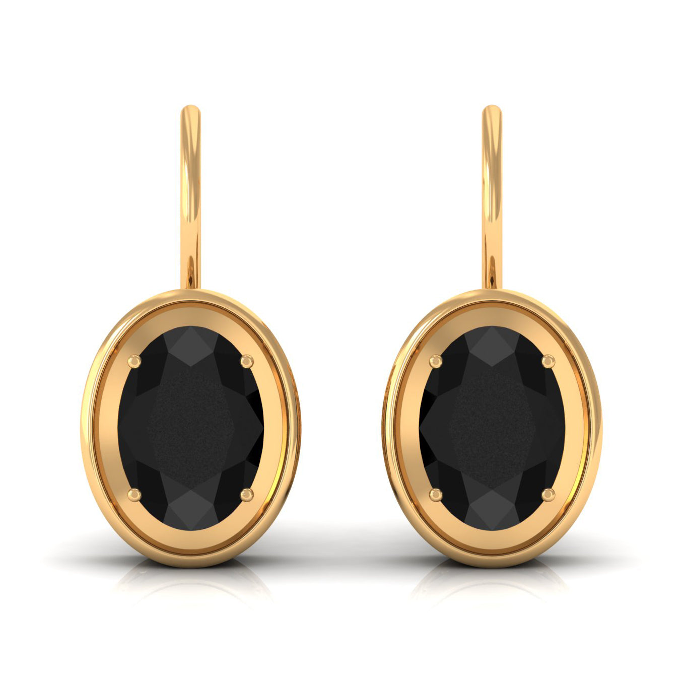 2.25 CT Oval Black Onyx Solitaire Drop Earrings in Gold Black Onyx - ( AAA ) - Quality - Rosec Jewels