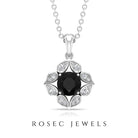 0.75 CT Art Deco Black and White Diamond Pendant Black Diamond - ( AAA ) - Quality - Rosec Jewels