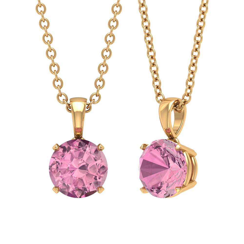 3/4 CT Pink Tourmaline Solitaire Pendant Necklace For Women Pink Tourmaline - ( AAA ) - Quality - Rosec Jewels