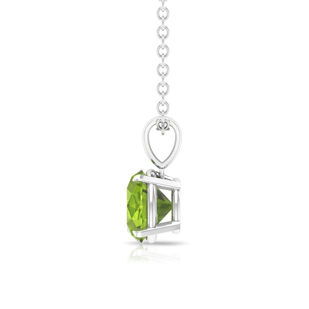 Solitaire Pendant Necklace with 6 MM Peridot For Women Peridot - ( AAA ) - Quality - Rosec Jewels