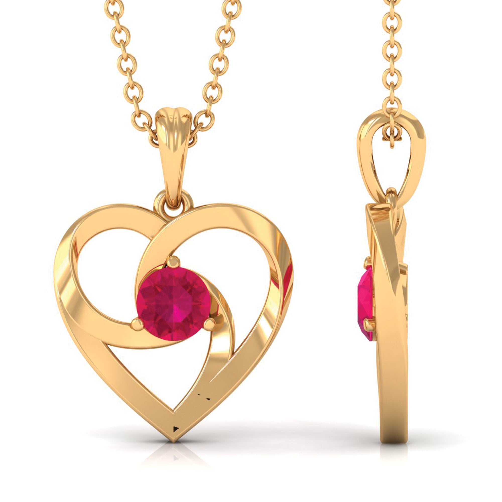 1/4 CT Open Solitaire Heart Pendant Necklace with Ruby For Women Ruby - ( AAA ) - Quality - Rosec Jewels