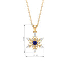 0.5 CT Contemporary Blue Sapphire and Diamond Snowflake Pendant Necklace Blue Sapphire - ( AAA ) - Quality - Rosec Jewels