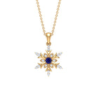 0.5 CT Contemporary Blue Sapphire and Diamond Snowflake Pendant Necklace Blue Sapphire - ( AAA ) - Quality - Rosec Jewels