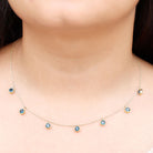 4.25 CT London Blue Topaz Station Chain Necklace in Bezel Setting London Blue Topaz - ( AAA ) - Quality - Rosec Jewels