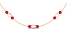 Created Ruby Contemporary Station Chain Necklace in Gold Lab Created Ruby - ( AAAA ) - Quality - Rosec Jewels