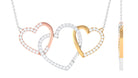 Three Tone Gold Diamond Open Heart Necklace Diamond - ( HI-SI ) - Color and Clarity - Rosec Jewels