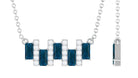 1 CT London Blue Topaz and Diamond Bar Necklace London Blue Topaz - ( AAA ) - Quality - Rosec Jewels