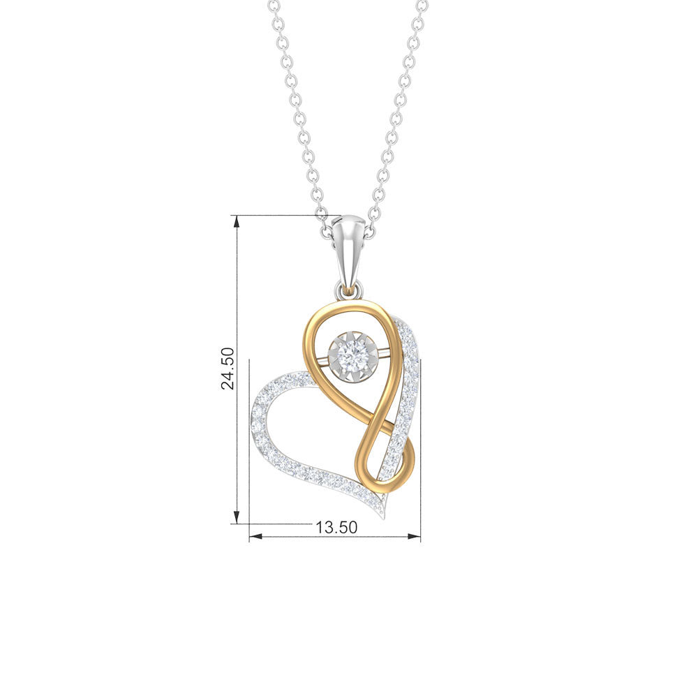 Cubic Zirconia Interlock Heart Infinity Pendant Zircon - ( AAAA ) - Quality - Rosec Jewels