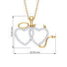 Zircon Twin Heart Angle and Devil Pendant Zircon - ( AAAA ) - Quality - Rosec Jewels