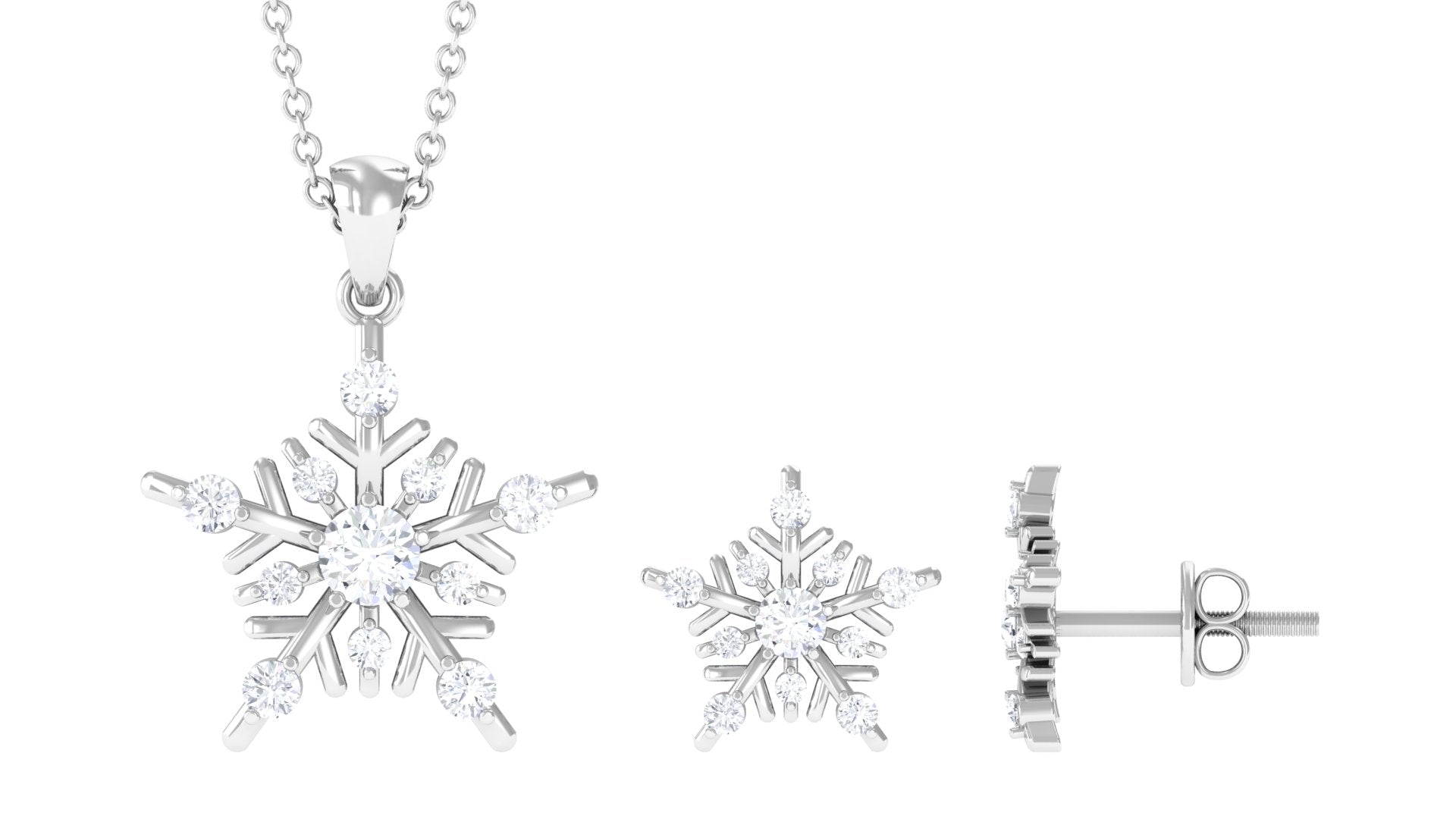 Cubic Zirconia Snowflake Jewelry Set Zircon - ( AAAA ) - Quality - Rosec Jewels