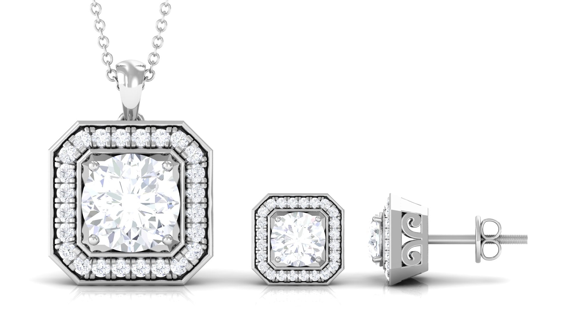 5.25 CT Vintage Inspired Cubic Zirconia Jewelry Set in Gold Zircon - ( AAAA ) - Quality - Rosec Jewels