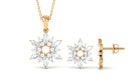 4 CT Cubic Zirconia Flower Cluster Jewelry Set in Gold Zircon - ( AAAA ) - Quality - Rosec Jewels