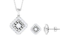 2 CT Zircon Bridal Pendant Earrings Set with Beaded Gold Zircon - ( AAAA ) - Quality - Rosec Jewels