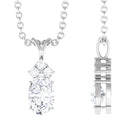 Oval and Round Cut Moissanite Minimal Solitaire Pendant Necklace Moissanite - ( D-VS1 ) - Color and Clarity - Rosec Jewels