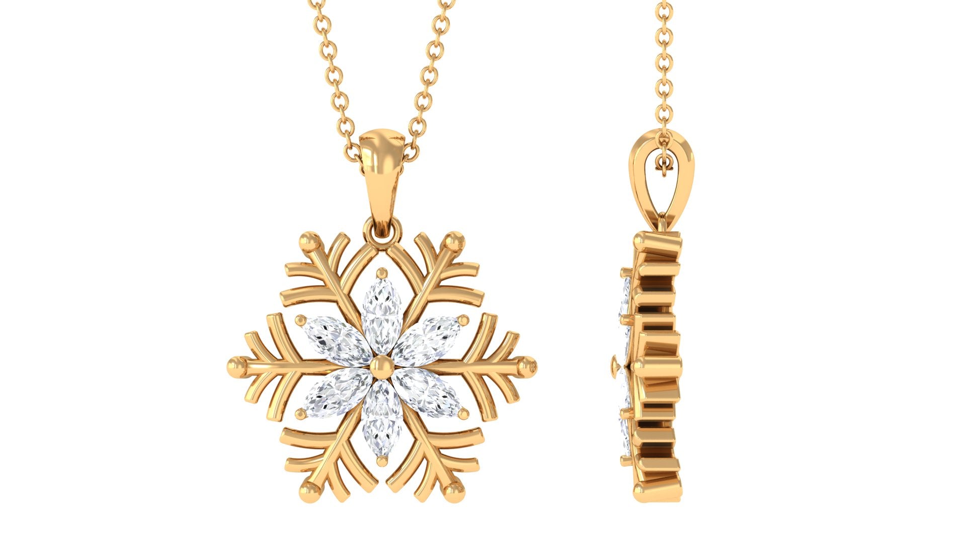 1.25 CT Marquise Cut Moissanite Snowflake Pendant Necklace Moissanite - ( D-VS1 ) - Color and Clarity - Rosec Jewels