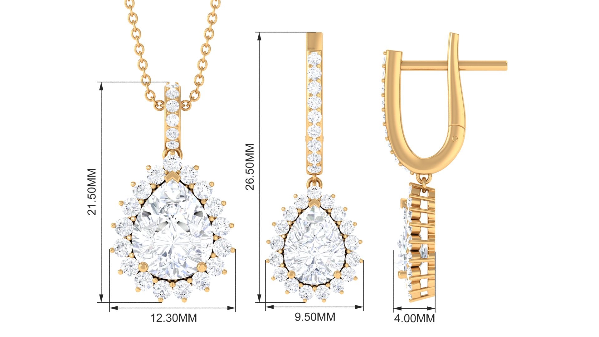 Teardrop Cubic Zirconia Bridal Jewelry Set Zircon - ( AAAA ) - Quality - Rosec Jewels