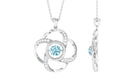 Modern Flower Pendant with Round Aquamarine and Diamond Aquamarine - ( AAA ) - Quality - Rosec Jewels