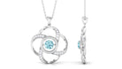 Modern Flower Pendant with Round Aquamarine and Diamond Aquamarine - ( AAA ) - Quality - Rosec Jewels