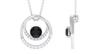 Created Black Diamond and Diamond Open Circle Pendant Lab Created Black Diamond - ( AAAA ) - Quality - Rosec Jewels