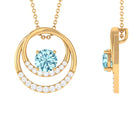 1.25 CT Aquamarine and Diamond Circle Pendant Necklace Aquamarine - ( AAA ) - Quality - Rosec Jewels