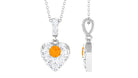 Fire Opal and Moissanite Heart Pendant Necklace Fire Opal - ( AAA ) - Quality - Rosec Jewels