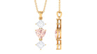 Heart Shape Morganite Dangle Pendant Necklace with Moissanite Morganite - ( AAA ) - Quality - Rosec Jewels