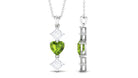 Heart Shape Peridot Drop Pendant with Princess Cut Moissanite Peridot - ( AAA ) - Quality - Rosec Jewels