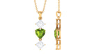 Heart Shape Peridot Drop Pendant with Princess Cut Moissanite Peridot - ( AAA ) - Quality - Rosec Jewels