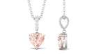 Real Morganite Heart Pendant Necklace with Diamond Morganite - ( AAA ) - Quality - Rosec Jewels