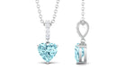 6 MM Heart Shape Aquamarine Solitaire Pendant with Diamond Bail Aquamarine - ( AAA ) - Quality - Rosec Jewels